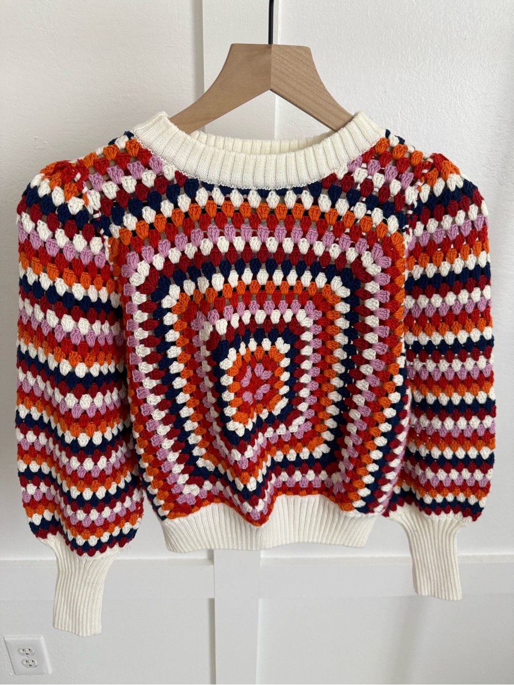 Farm Rio Multicolor Crochet Sweater